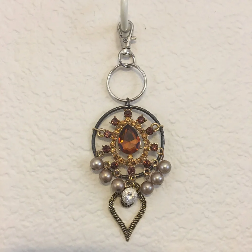 Vintage repurpose salvaged estate gem keychain